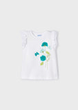 Camiseta m/c flores aplique