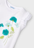 Camiseta m/c flores aplique