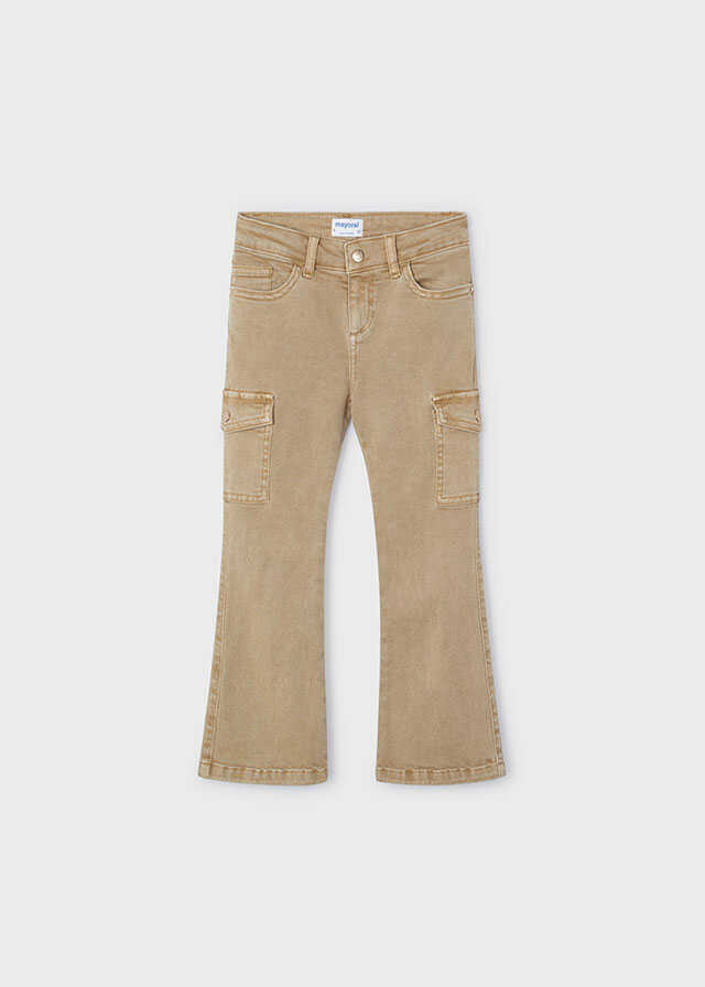 Pantalon sarga cargo flare